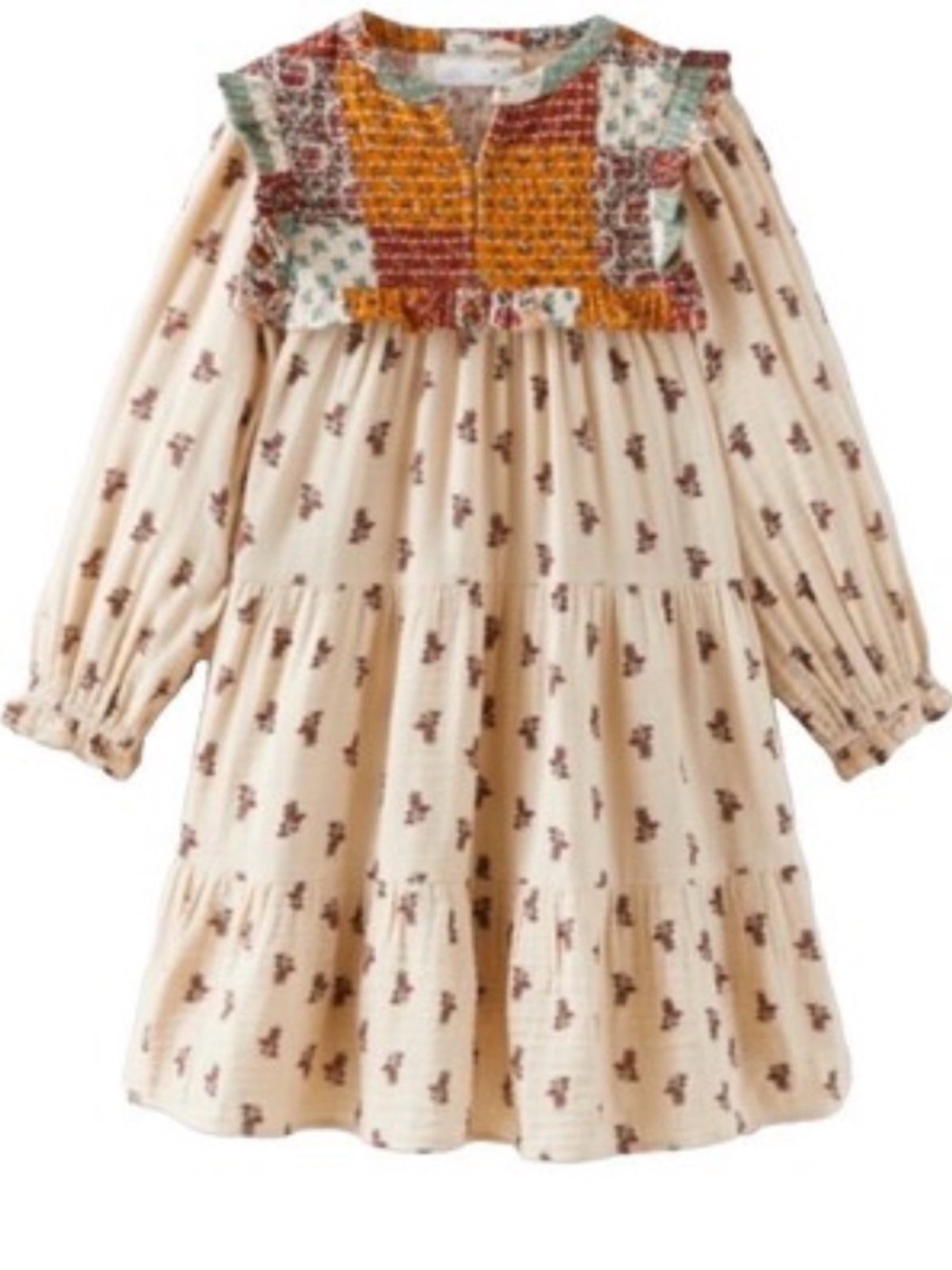 NWT ZARA Cream Long Sleeve Quilted Top Dress - 7